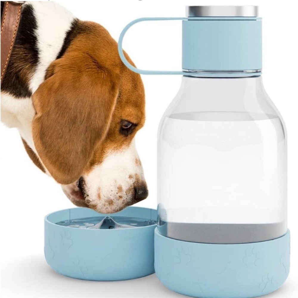 NEW Asobu Water Tritan Bottle with Dog Bowl Attached 50 Ounces Black TikTok logo
